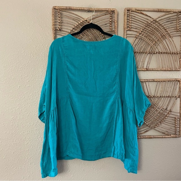 Fabulous! 100% Linen Top Blouse Coastal Lagenlook Minimalist Women's Sz L/XL B18 - Picture 2 of 8